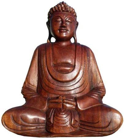 Wogeka Super schöner 20 cm Hand unten Buddha Meditation Holz Budda Feng Shui BMHU20