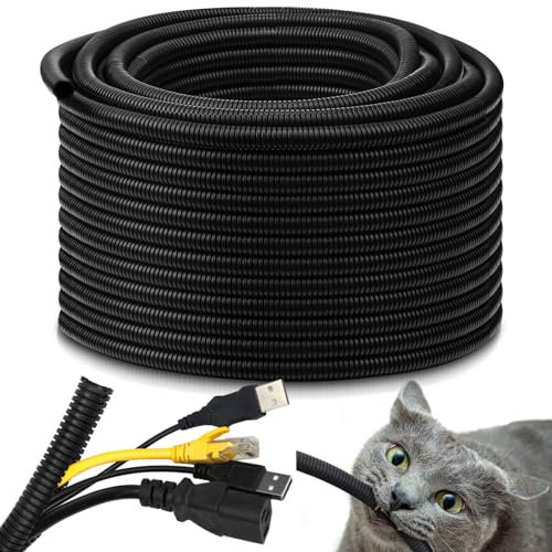 Kanayu 1,27 cm schwer entflammbarer Drahtwebstuhl Hochtemperatur-Kabelschlauch Split-Kabelhülsen Split Wire Loom Tubing Auto Wire Conduit für industrielle elektrische Drähte Automotive Marine (30,5 m)