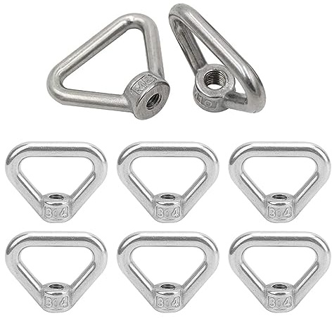 LATRAT 8 Stück Ringmutter Hebe Ringmutter Silber Ringmutter Dreieck Ringmutter Ringmutter, 304 Edelstahl-Dreieck-Augenmuttern, Hubring-Augenmuttern, Ösen, Augenmuttern