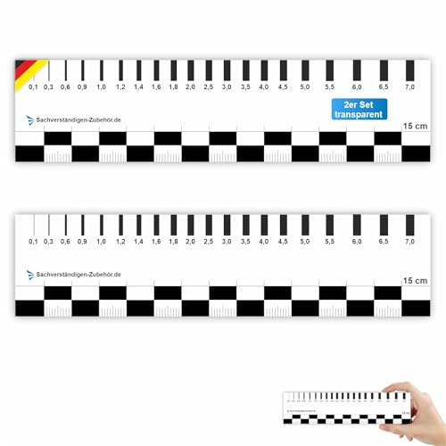 Sachverständigen-Zubehör® Rissmonitor als [transparente Risskarte] 2er Set | Messlehre | Spaltmaß Risslineal Rissbreitenmesser | Rissbreitenlineal | Risslineal | Risskarte | Sachverständiger