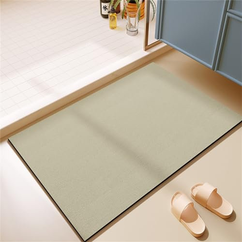 Badematte Rutschfester Badezimmerteppich Groß, Super Absorbierende Bodenmatte, Schnell Trocknend Badematten, Badteppich Rutschfest Badematte SaugfäHige Badvorleger Badezimmermatte Grün, 80x150cm