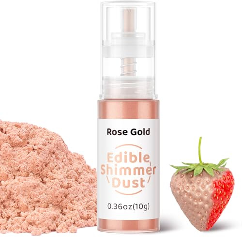 Wwtop Essbarer Glitzer 10g, Glitzerpulver für Getränke, Glitzerspray Essbarer Glitzerstaub, Glitzerpuder Geschmacklos, Lebensmittelfarbe Pulver für Kuchen, Schokolade, Cocktails, Fondant (Roségold)