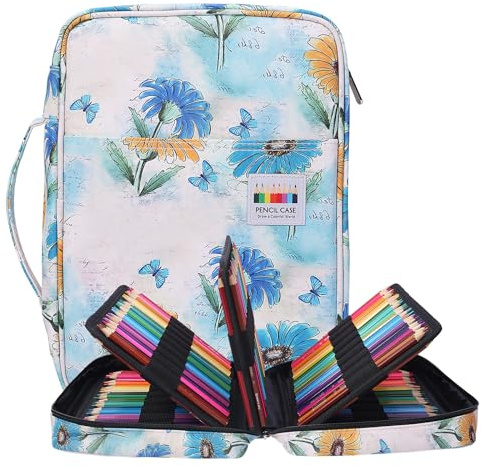 BOMKEE Federmäppchen mit 220 Schlitze Buntstifte Organizer | Stifte-Organizer für Aquarellbleistifte, Buntstifte und Kosmetikpinsel, Passend für Studenten und Künstler