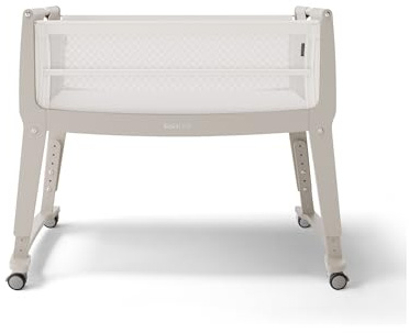 SnuzPod Studio Next to Me Crib, Baby Bed with Zip-Down Wall and 6 Height Settings, Includes Breathable Mattress and Wheels for Newborn (0-6 months), Oslo