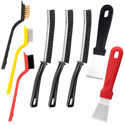 Ninnyi 8Pcs Hard Bristle Crevice Cleaning Brush Set, Curved Thin Bristled Magic Gap Cleaning Brush Tool