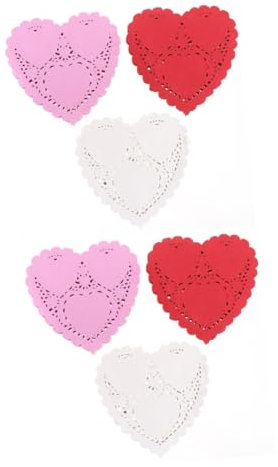 MAGICLULU 600feuilles Napperons Papier Dentelle Coeur Pour Décoration De Mariage Saint-valentin Et Fêtes De Blancs Rouges