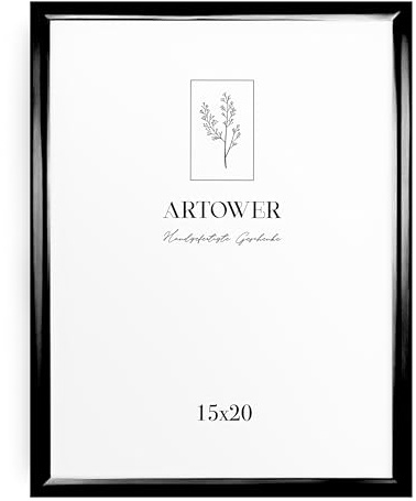 Artower® Bilderrahmen Schwarz Metall Dünner Rahmen für 15 x 20 cm | Posterrahmen Groß Collage | Picture Frame Metal 15x20 cm | Aluminium Schmal Bilderrahmen | Black Poster Rahmen