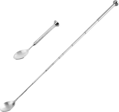 Cuillère télescopique, cuillère à bar télescopique Final Touch, cuillère télescopique extensible avec long manche, cuillère de cuisson en acier inoxydable, cuillère télescopique pour barbecue, cuillèr