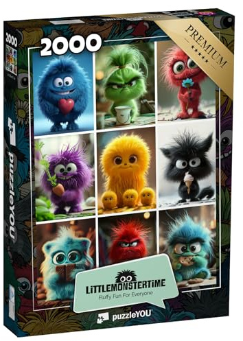 puzzleYOU: Puzzle 2000 Teile „LITTLEMONSTERTIME: Collage“ – aus der Puzzle-Kollektion Illustrationen, Kunst & Fantasy