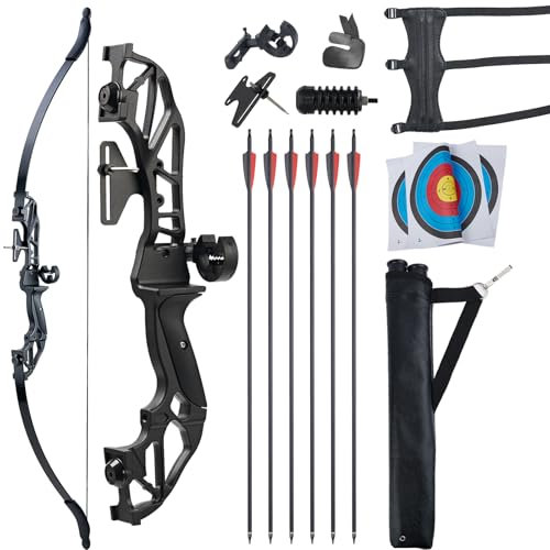 Pfeil und Bogen Set Erwachsene 20-55lbs Recurvebogen mit Bogenschießen Zubehör 53 Zoll Sportbogen für Rechtshänder Anfänger(30 lbs)