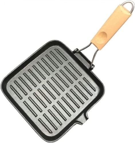 Sartén para plancha de hierro fundido, parrilla de hierro fundido antiadherente, sartén para barbacoa, sartén cuadrada, sartén resistente, cuadrado pre-sazonado, sin aceite, parrilla para freír, sart