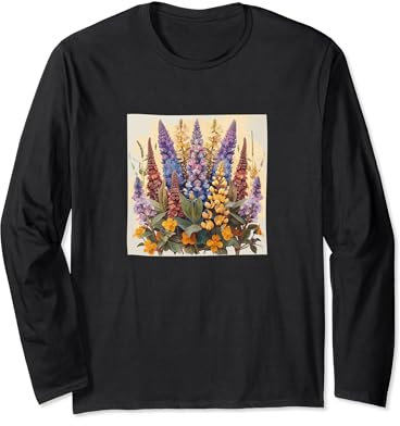 Anise Hyssop Bouquet Floral Pastel Colors Graphic Long Sleeve T-Shirt