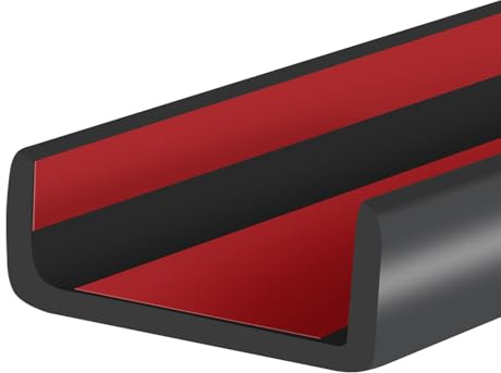 Självhäftande U-formad kantband av gummi för innerdörrssida, träskivor, flexibel U-formad kantband, möbelkantskydd, 35 mm, 6 m, svart
