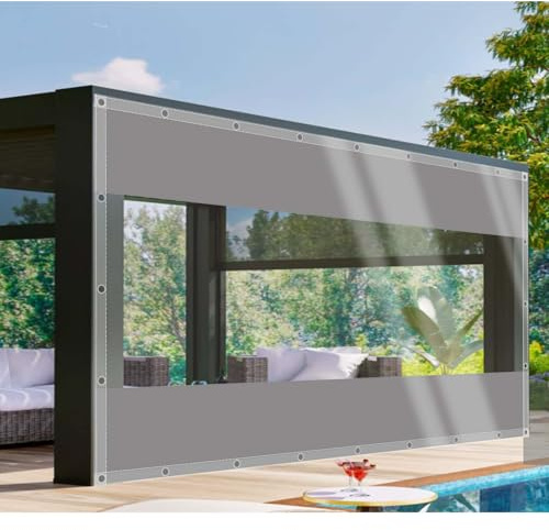 CAQXAQP Telone Trasparente 0,5mm 2,1 x 2,3m Impermeabile Con Occhielli | PVC 0,5mm, Antigelo, Antipioggia, per Balcone, Giardino, Gazebo, Terrazzo, Mobili Esterni,Taglie personalizzate