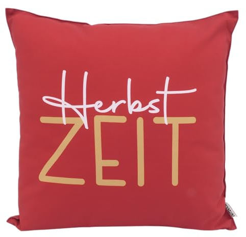 CB Home & Style Outdoor Garten Kissen Herbstkissen Herbstdeko Outdoorkissen Wasserabweisend 45x45cm mit Füllung (Herbstzeit rot)