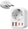 Adaptador Italia Enchufe, 5 en 1 Adaptador de Viaje Italia con 1 AC & 2 USB-C & 2 USB-A(3.4A), Adaptador de Enchufe Italia de 3-Pin para Chile, Uruguay, Etiopía, Eritrea, Enchufe de Viaje Tipo L