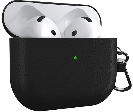 MyGadget Estuche para Apple AirPods 4 [ 2024 ] - Funda de Cuero Sintético para Auricolares - Case Anti arañazos - Carcasa Robusta - Negro