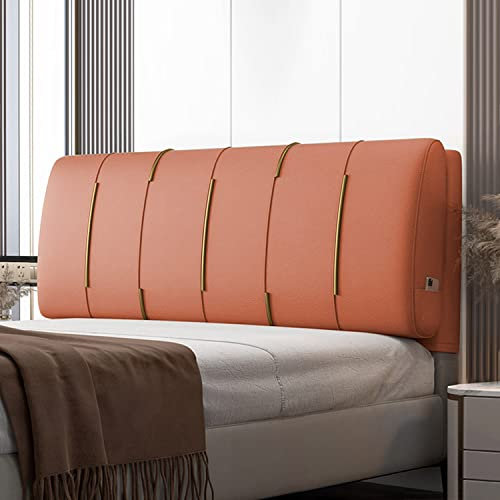 Gepolstertes Kopfteilkissen für Zuhause, Schlafzimmer, Bank, großes Wandkissen mit abnehmbarem Bezug, übergroße Rückenlehne, voller Keilkissen, abwischbar, 160 cm, mit Kopfteil, Orange