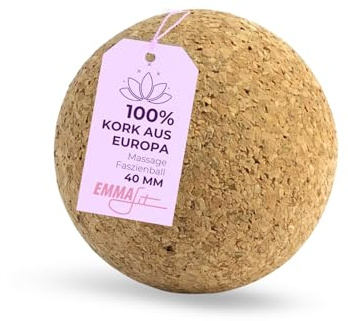 EMMAfit Kork Faszienball I 40 mm I Faszienkugel zur Selbstmassage aus Kork I Selbstmassage-Ball für Triggerpunkt-Massage & Faszientraining I langlebiger Faszien-Massageball I mittelharter Korkball