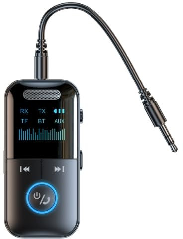 Colexy 2 en 1 Transmetteur Récepteur Bluetooth, Transmetteur FM, pour TV, Voiture et Casque, Dongle Bluetooth 5.3, 10m de Portée, Batterie Longue Durée, CVC à Faible Bruit