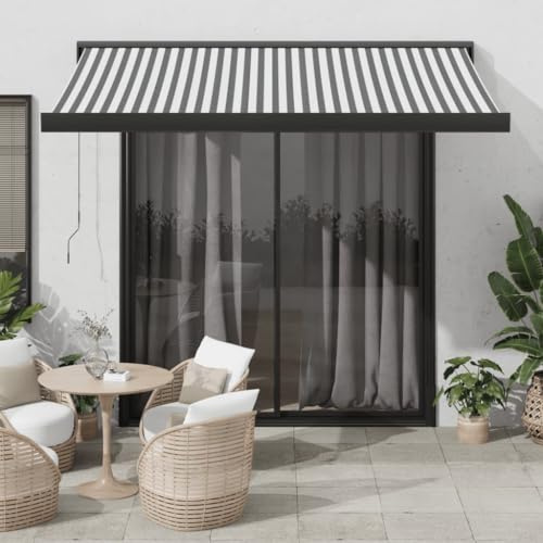 Homgoday Terrassenmarkise Anthrazit/Weiß 3,5x2,5m - UV-Schutz für Balkone, Cafés & Restaurants Model3216129