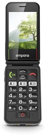 emporiaSIMPLICITYglam.4G Senior Mobile Phone Without Contract, Flip Phone with Large Keys, Emergency Button, 2.8 Display, High Volume, VoLTE, 3 Speed Dial Keys, White