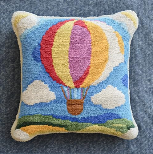 ORLUMY Latch Hook Cuscini Piccoli, Set Di Fodere Per Cuscini, Palloncino 43Cmx43Cm Fai Da Te Creativo, Kit Per Fabbricare Tappeti A Punto Croce,Gancio Di Chiusura Kit Motivo Colore