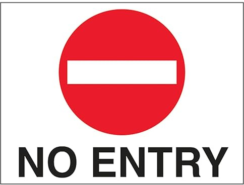 V Safety No Entry 600 x 450 mm - 2mm Rigid Plastic Safety Sign