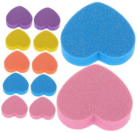 Bloque de Esponja para Uñas en Forma de Corazón 50 Piezas | Doble Cara de Grano Fino y Grueso, Textura Delicada, Portátil, para Acrílicas y Naturales