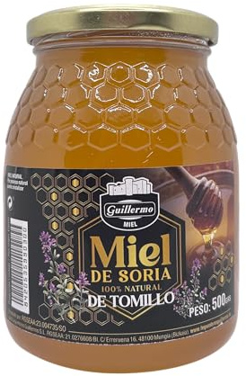 Guillermo | Miel de Tomillo de Soria - Bote 1 kg. | Propiedades digestivas, antisépticas y balsámicas | Ideal para acompañar quesos, yogures, postres, infusiones o para disfrutar a cucharadas