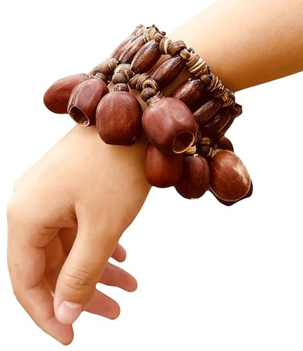 Fay Bless Pulseras de Danza con Cáscara de Semilla, Banda de Nuez Campanas Agitadoras de Muñeca para Danza, Yoga, Meditación, ASMR y Terapia de Sonido (Kem)