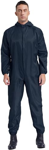 Yhong Overall Antistatico Con Cappuccio Per Uomo Tuta A Maniche Lunghe Con Zip Frontale Tuta Monouso Polsini Elastici Abbigliamento Da Verniciatura Grande Blu navy M