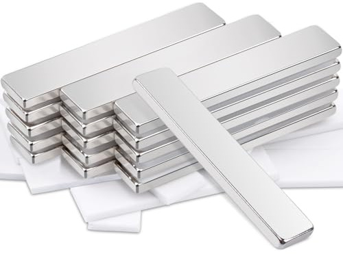 16 Pcs Neodymium Magnets Bar, 50 x 10 x 3 mm Strong Rare Earth Magnets with Double-sided Adhesive, Magnetic Strips for Crafts, Fridge, Whiteboard, Tool Kitchen