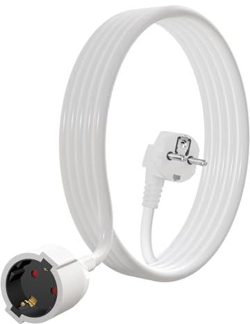 YIDE Verlängerungskabel 2m Kabel Kunststoff Stromkabel mit Schutzkontakt Stecker und Kupplung H05VV-F 3G1,5 mm² Schuko Verlängerung für Innen IP20, 16A/250V, 3500W, weiß