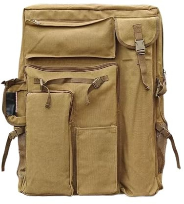 WUYXTO Großer Kunst-Portfolio-Rucksack, 50 x 70 cm, Zeichenbrett-Tasche, A2-Künstlertasche, verdickte Leinwand-Kunsttasche for Künstler Für Artwork Lagerung(Brown)