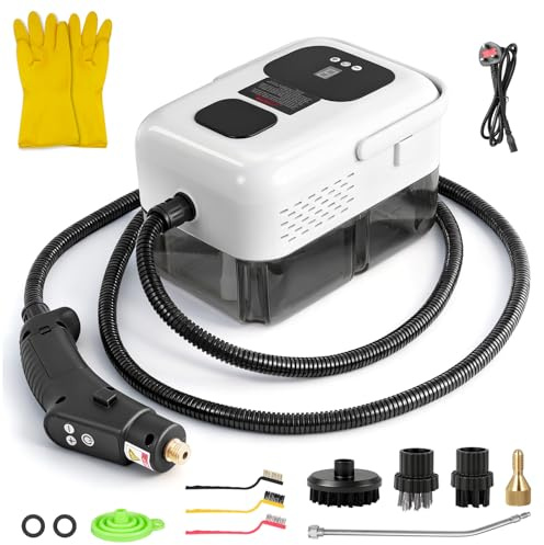 Bellanny Steam Cleaners, 2500W Steam Cleaner Handheld with 1.2L Tank, 9-Speed Adjustment Portable Steam Cleaner with 3 Brush Heads for Cleaning Floor Bathroom Kitchen Window Car - 15s Heat-Up