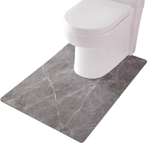 ZESLIV WC Vorleger mit Ausschnitt, 90 * 60cm rutschfeste Badematte aus PU, Badezimmerteppich Toilettenmatte Badgarnitur Badteppich