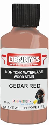 Wood Stain Water Based | 12 Colours | Interior Furniture Stain | Light & Dark Stains | Eco-Friendly & Non-Toxic Wood Dye Paint | Easy Application | Quick Dry & Low Odour (Cedar Red 30ml Tester)