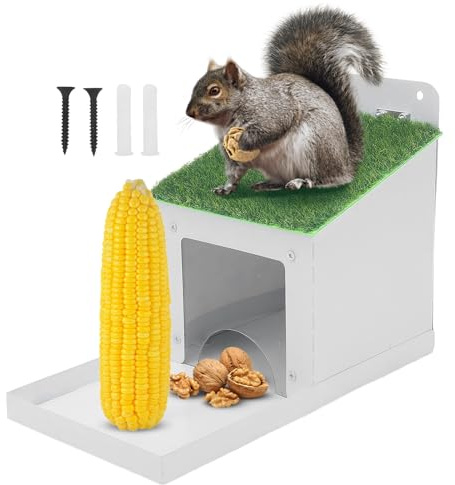 para Ardilla para Exteriores, con Tapa, Inoxidable, Resistente al Agua, fácil llenado, Robusto dispensador de Comida para Exteriores en Invierno, para jardín, terraza, césped, Patio y