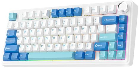 EPOMAKER AULA F75 Ultra Tastiera Meccanica Wireless,10000mAh,VIA Programmable,Knob,Hot-Swap,Creamy Switch & Gasket,RGB,BT/2.4GHz/Type-C,Gaming Keyboard for PC & Mac (Bianco, Reaper Switch)