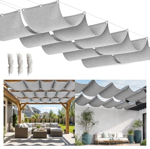 Einziehbares Sonnensegel Verstellbar Welle Schattenabdeckung Aufrollbar Markisenstoff Sonnenschutz Wellenmarkise Outdoor Balkon Pergola UV-Beständig Segeltuch Markise für Terrasse Balkon Garten 1x3M