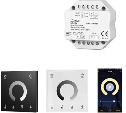 LED Dimmer Controller 0/1-10V 3.0 AC Push LED Dimmer Switch Module 110V 220V Voice Control Wall Mounted Touch Remote Control(L1(WZ))