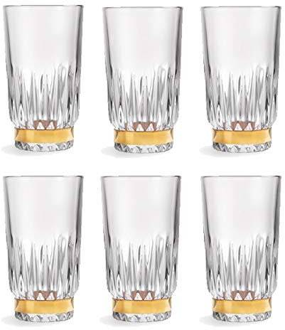 Libbey - Winchester Gold Ring - Longdrinkglas, Glas, Cocktailglas - 6 Stück - 260 ml