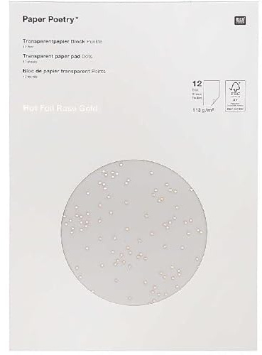 Transparentpapier Block Punkte Hot Foil Rose gold, 12 Blatt DIN A4