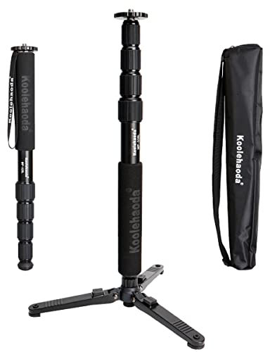 Koolehaoda MP-325L Monopode d'appareil Photo, Monopode Télescopique en Aluminium de 171 cm avec Base de Trépied pour Appareils Photo Reflex Numériques, Capacité de Charge de 10KG