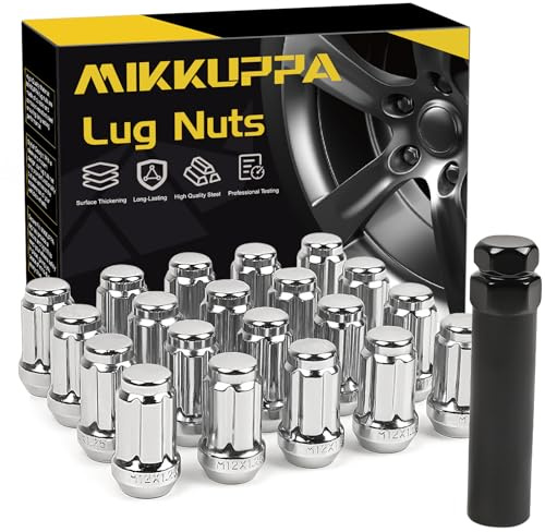 MIKKUPPA M12x1.25 Lug Nuts - Replacement for 1993-2022 Nissan Altima, 1988-2022 Nissan Maxima, 1997-2023 Subaru Forester Aftermarket Wheel 20pcs Chrome Closed End Lug Nuts