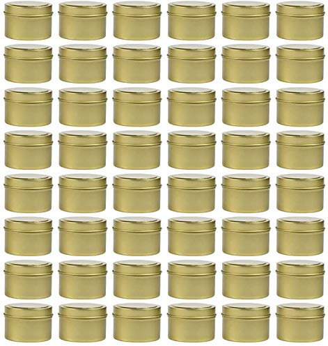 NRANSON Los recipientes para Hacer Velas, los Kits para Hacer Velas Incluyen 48 latas Doradas de 8 onzas con Tapas, 50 mechas de algodón, 40 Pegatinas de Mecha, 4 Soportes de Mecha (48,8OZ)