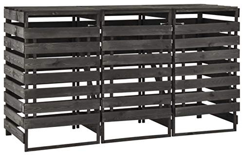 Festnight Mülltonnenbox Holz für 3 Mülltonnen 240 L Mülltonnenverkleidung 3 Tonnen Müllcontainer Müllbox Gartenbox Abfalltonnenschrank, 210x75x121 cm Kiefer Massivholz