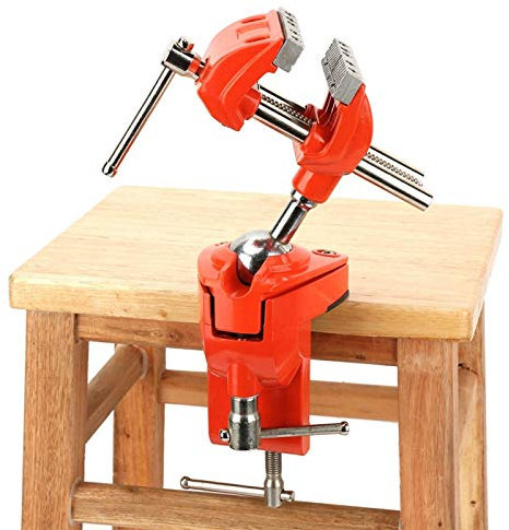 Niiyen Mini Universal Tischschraubstock, 70 mm Backenschraubstock, Rot, schwerer Schraubstock für Holzbearbeitung, 360° drehbar, rutschfeste Gummidichtung, fixierbar, 1765 g, 18 x 23 x 9 cm