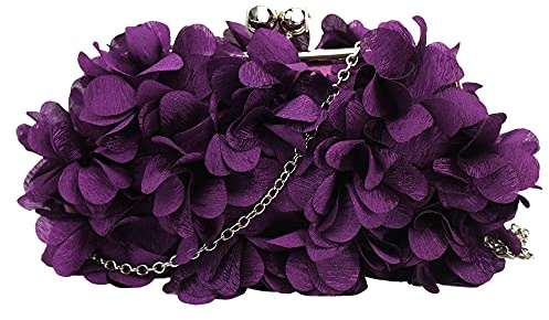 Women Elegance Floral Clutch Purse Kiss Lock Evening Handbag Girls Chain Crossbody Bag